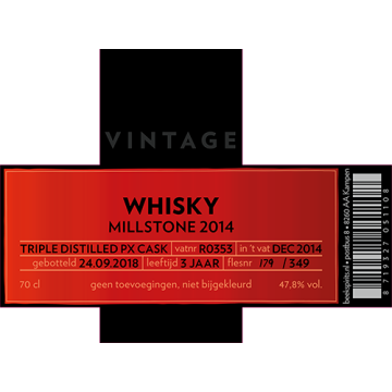 Vintage Beek, Millstone 2014 Triple Distilled - PX Hogshead